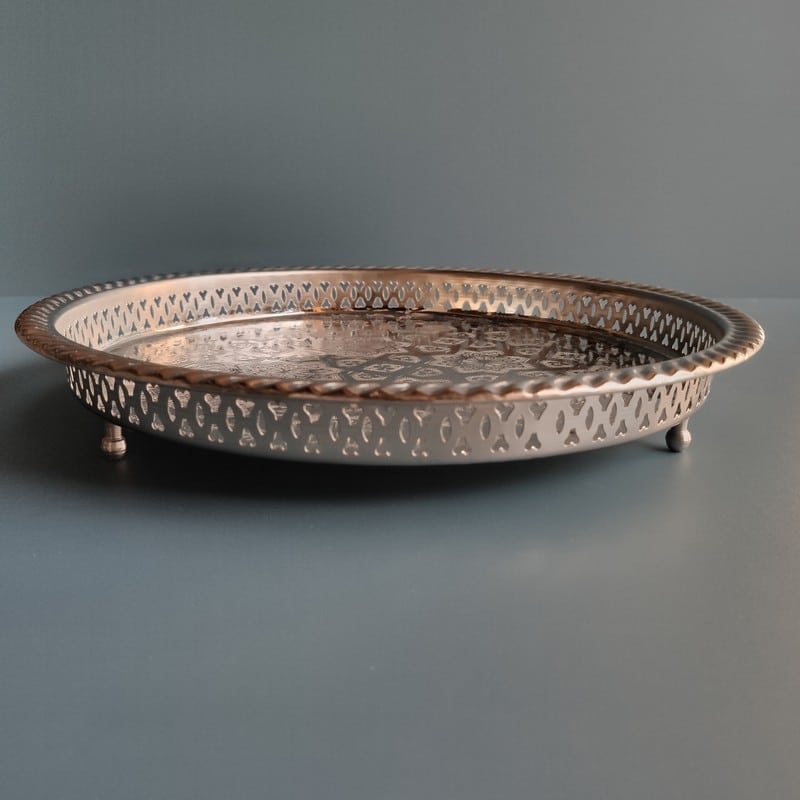Oriental Oriente Marroquí Bandeja De Té Bandeja De Servir Color Plata Mehdia 60cm