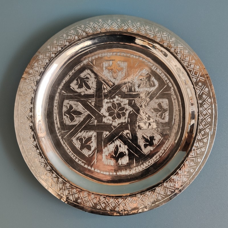 Oriental Oriente Marroquí Bandeja De Té Bandeja De Servir Color Plata Mehdia 60cm
