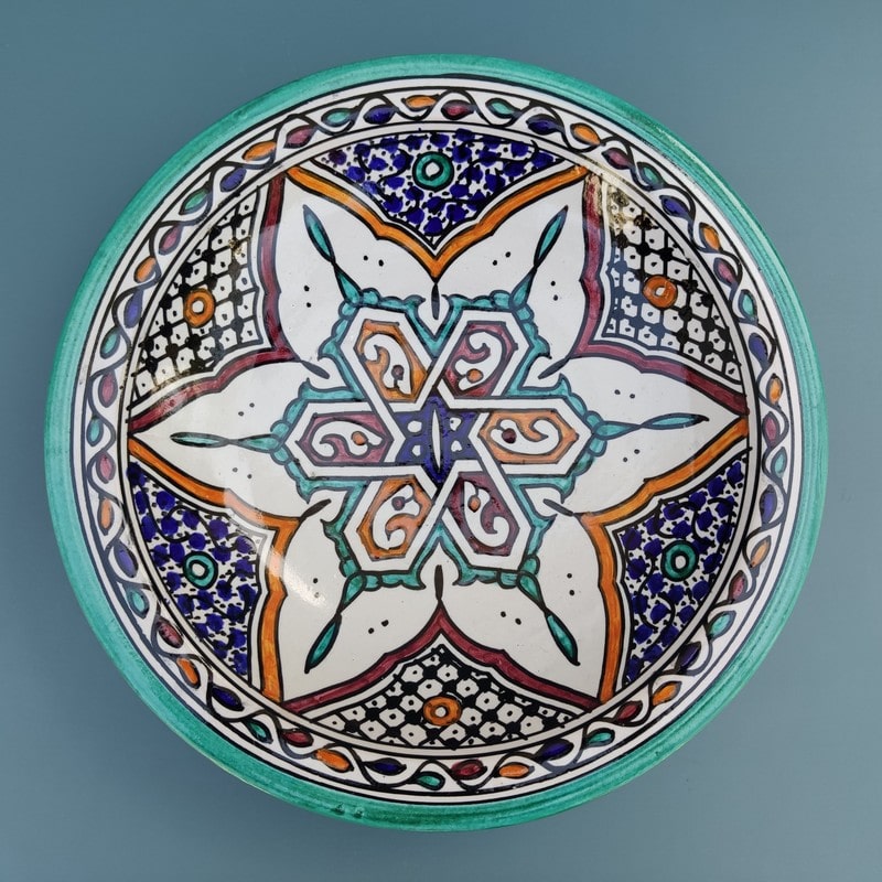 Plato de cerámica marroquí 30cm – Artesanía Árabe
