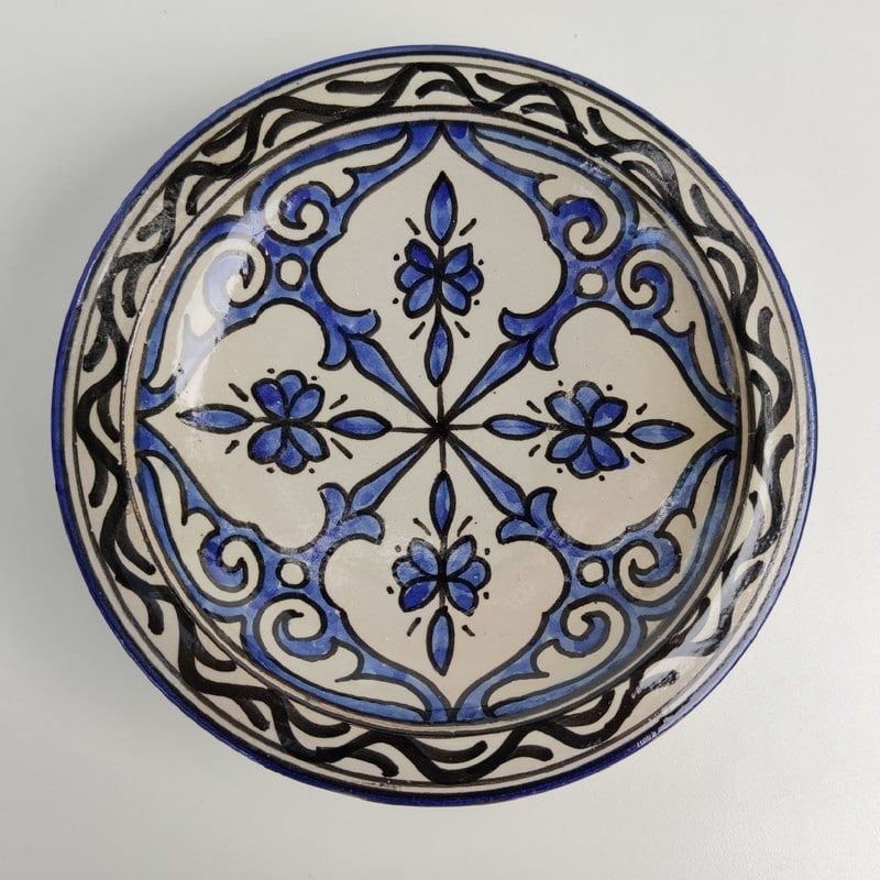 Plato de cerámica marroquí azul