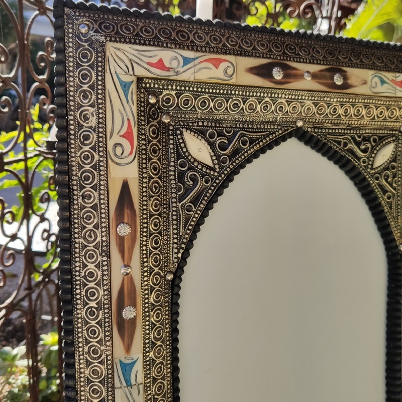 espejo marroquí de hueso