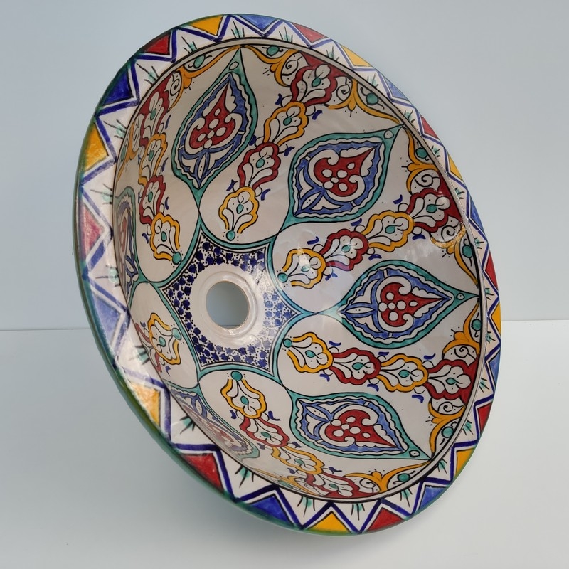 lavabo de cerámica pintada de marruecos
