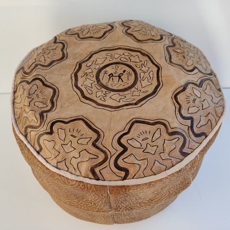 Puff marroquí de cuero 46cm - Imagen 2