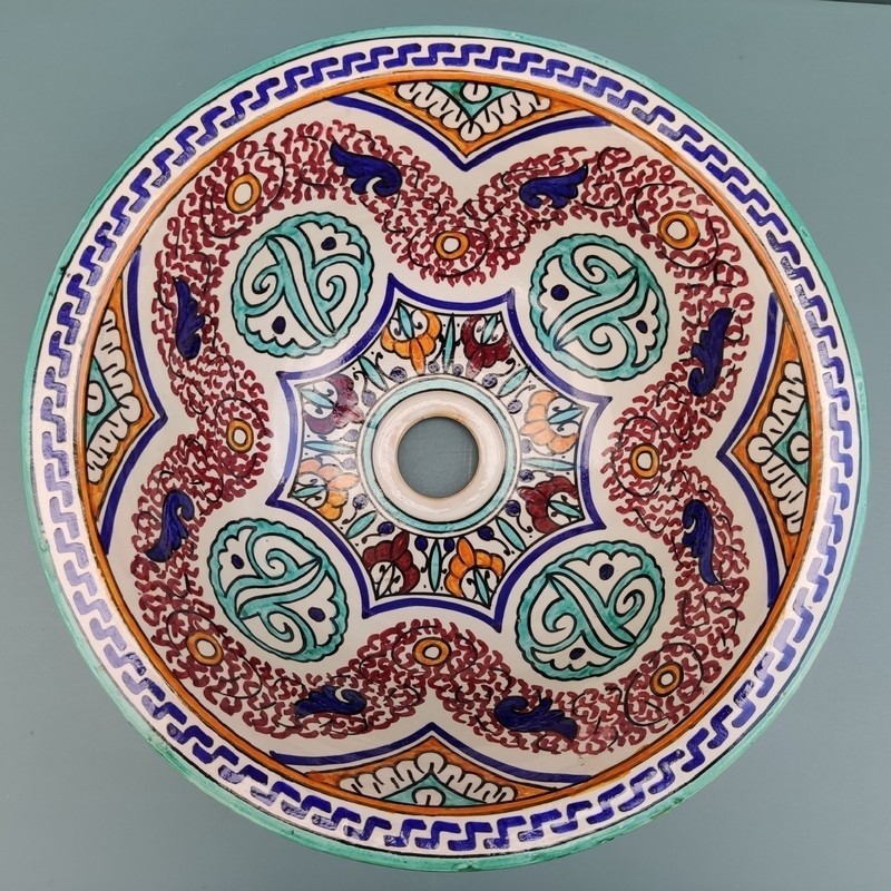 Lavabo de cerámica marroquí pintado