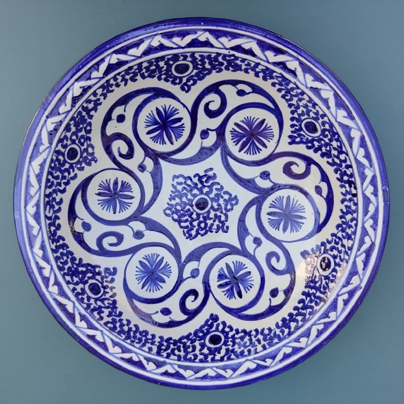 plato árabe de cerámica pintado para colgar