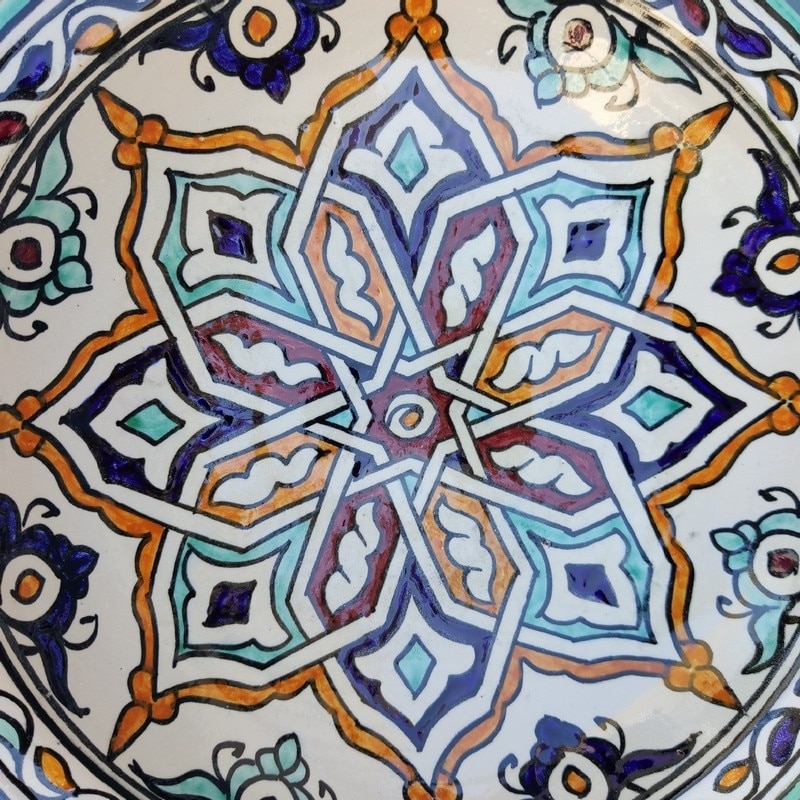 plato árabe de cerámica pintado para colgar