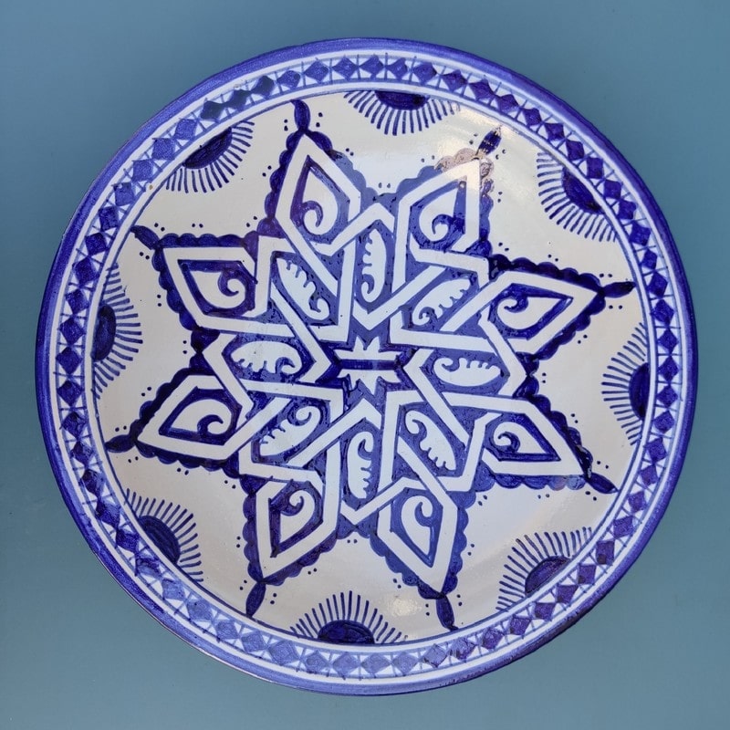 plato árabe de cerámica pintado para colgar
