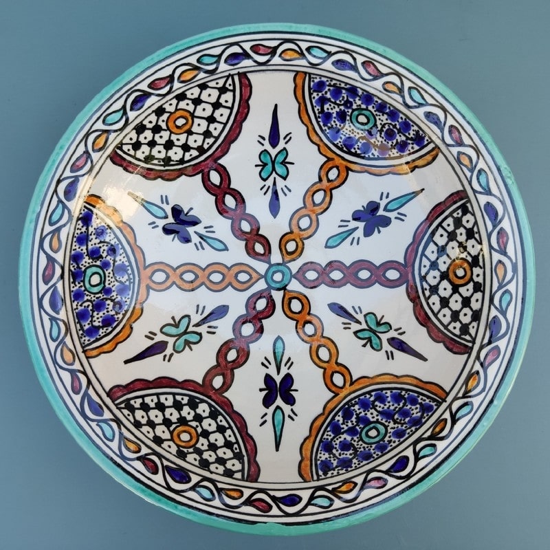 plato árabe de cerámica pintado para colgar
