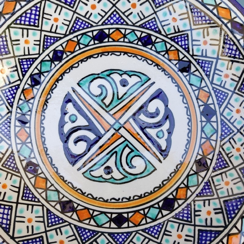 plato de cerámica árabe pintado para colgar