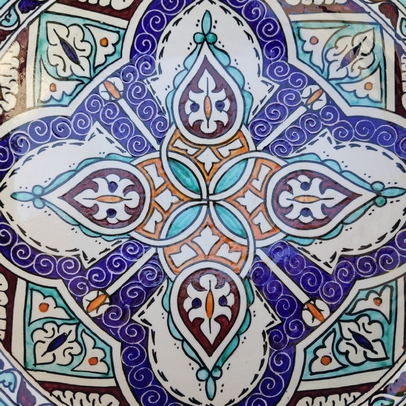 plato grande de cerámica marroquí decorativa