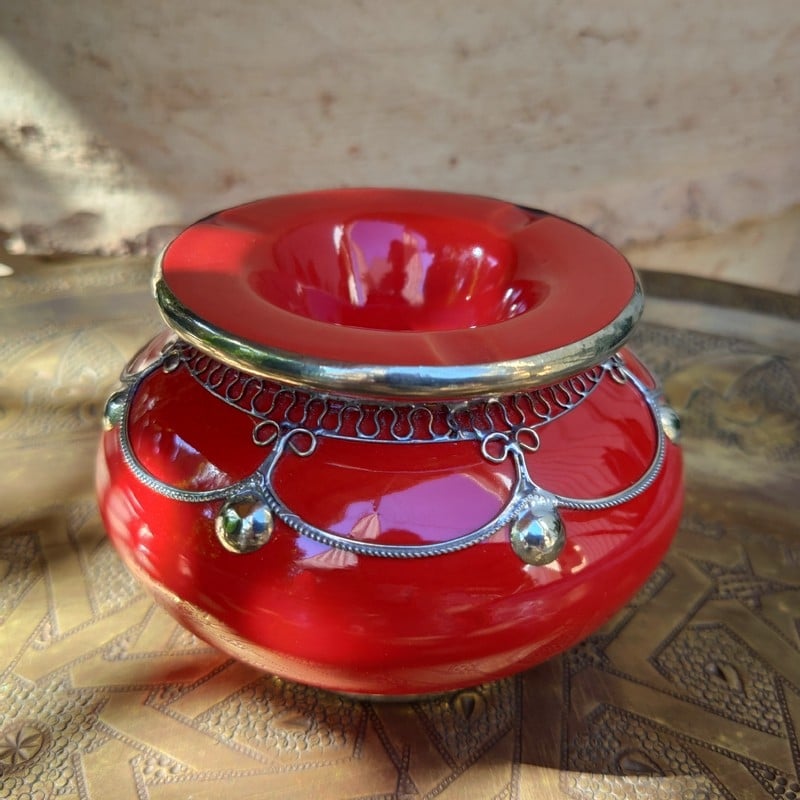 Cenicero de cerámica marroquí Kasbah verde