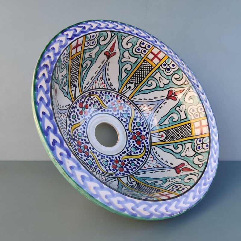Lavabo de cerámica marroquí pintado
