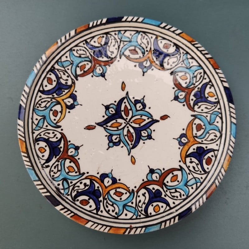 plato árabe de cerámica pintada