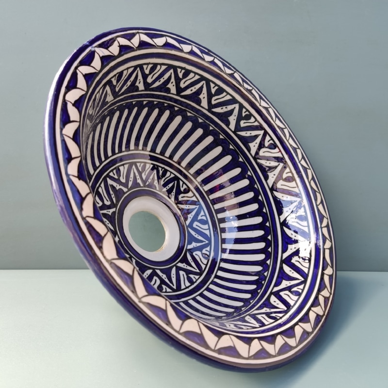 Lavabo de cerámica marroquí azul
