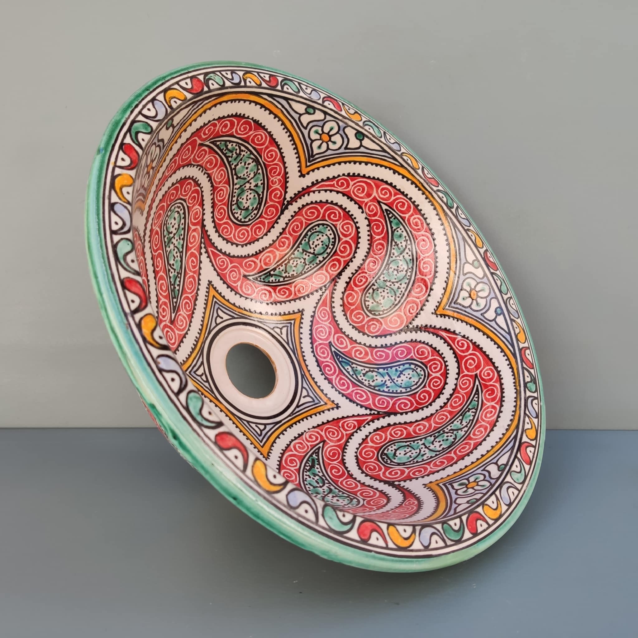 Lavabo de cerámica marroquí pintado de 35m