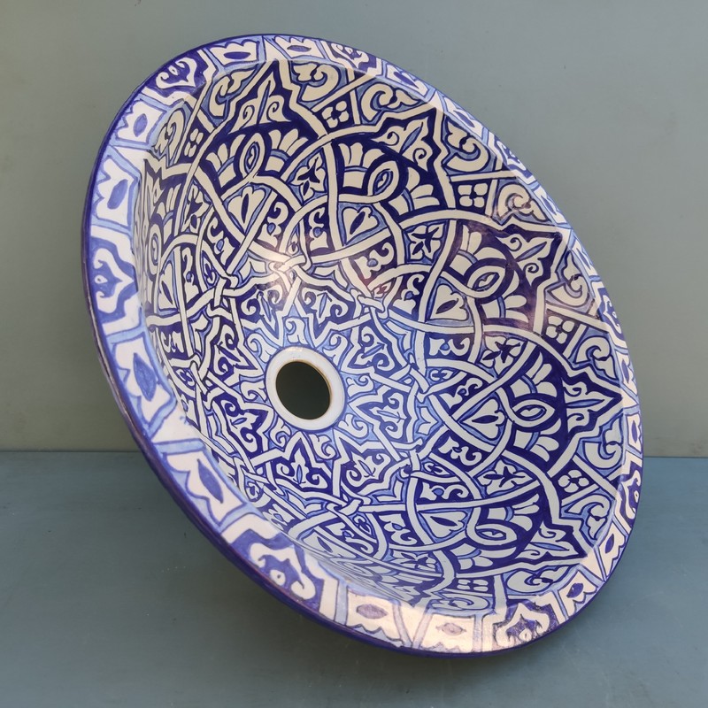 lavabo marroquí rústico azul