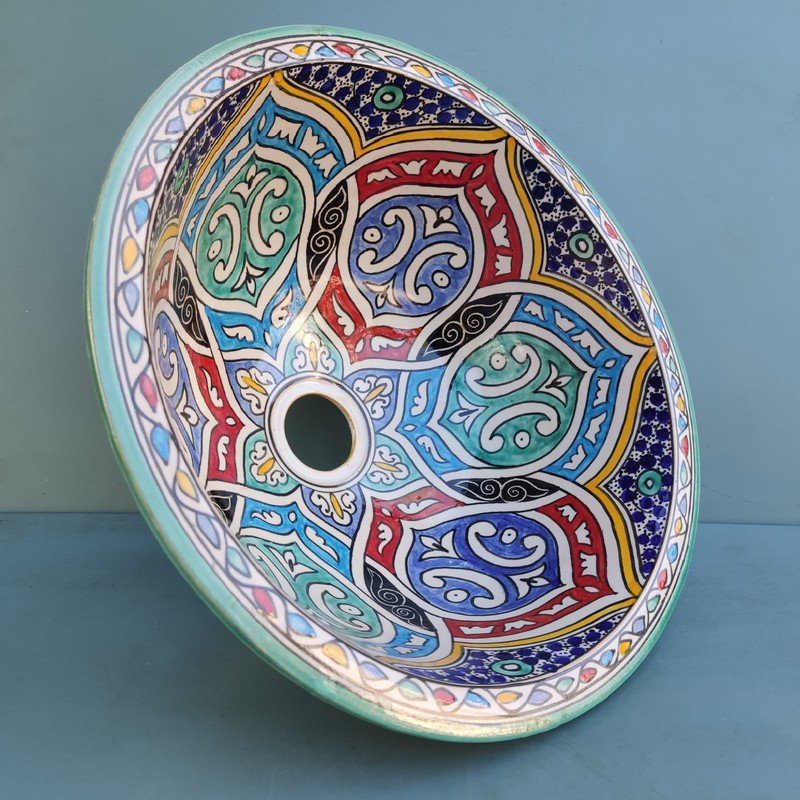 Lavabo de cerámica marroquí 35cm para baño