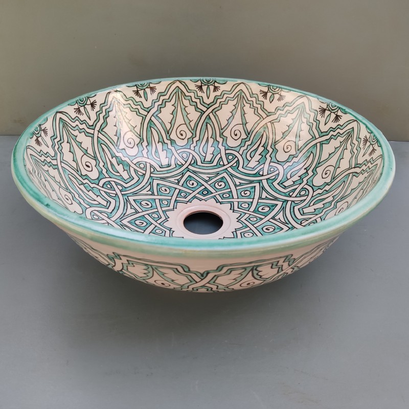 lavabo de encimera marroquí artesanal