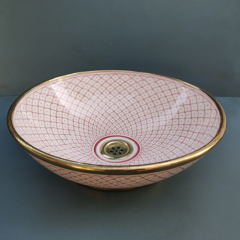 Lavabo de cerámica marroquí sobre encimera 36cm Sahara