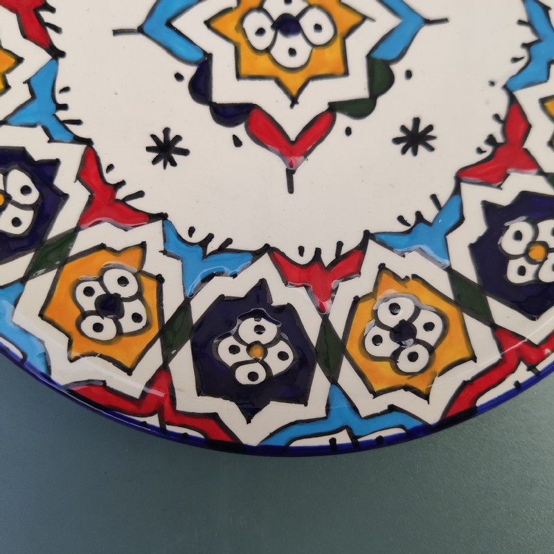 Plato plano de cerámica blanca marroquí 24cm - Imagen 4