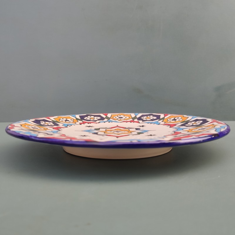 Plato plano de cerámica blanca marroquí 24cm - Imagen 2