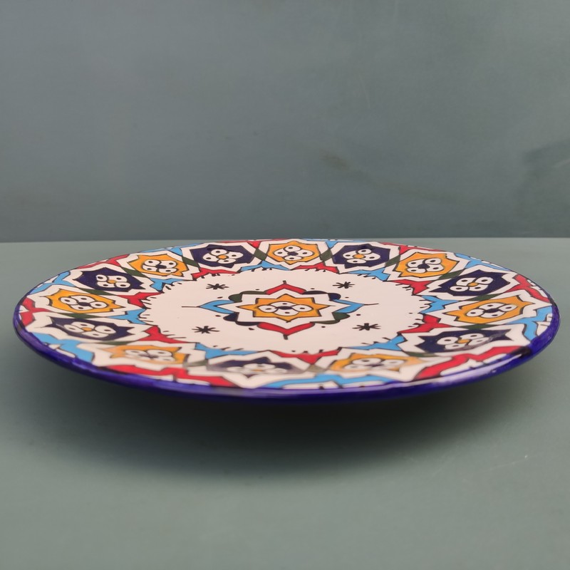 Plato plano de cerámica blanca marroquí 24cm - Imagen 5