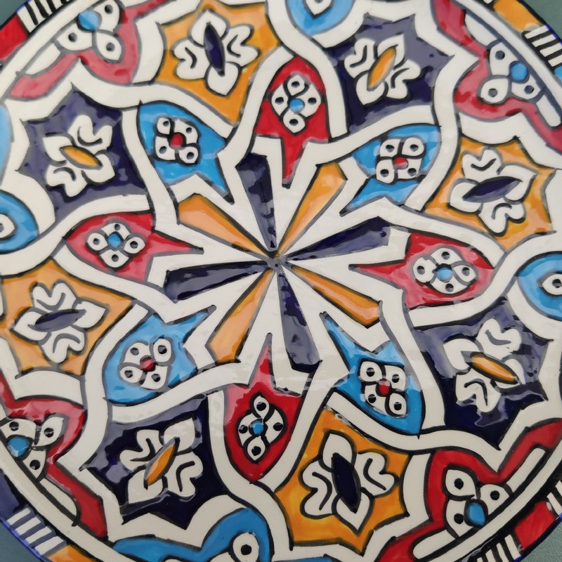 Plato plano de cerámica blanca marroquí 24cm - Imagen 3