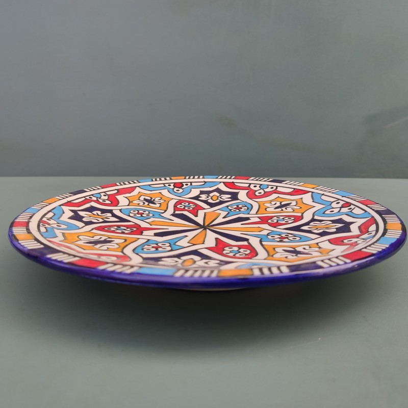 Plato plano de cerámica blanca marroquí 24cm - Imagen 5