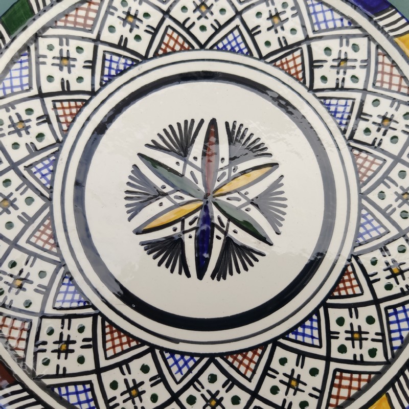 Plato plano de cerámica blanca marroquí 24cm - Imagen 3