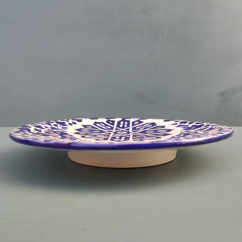Plato plano de cerámica blanca marroquí 24cm - Imagen 2