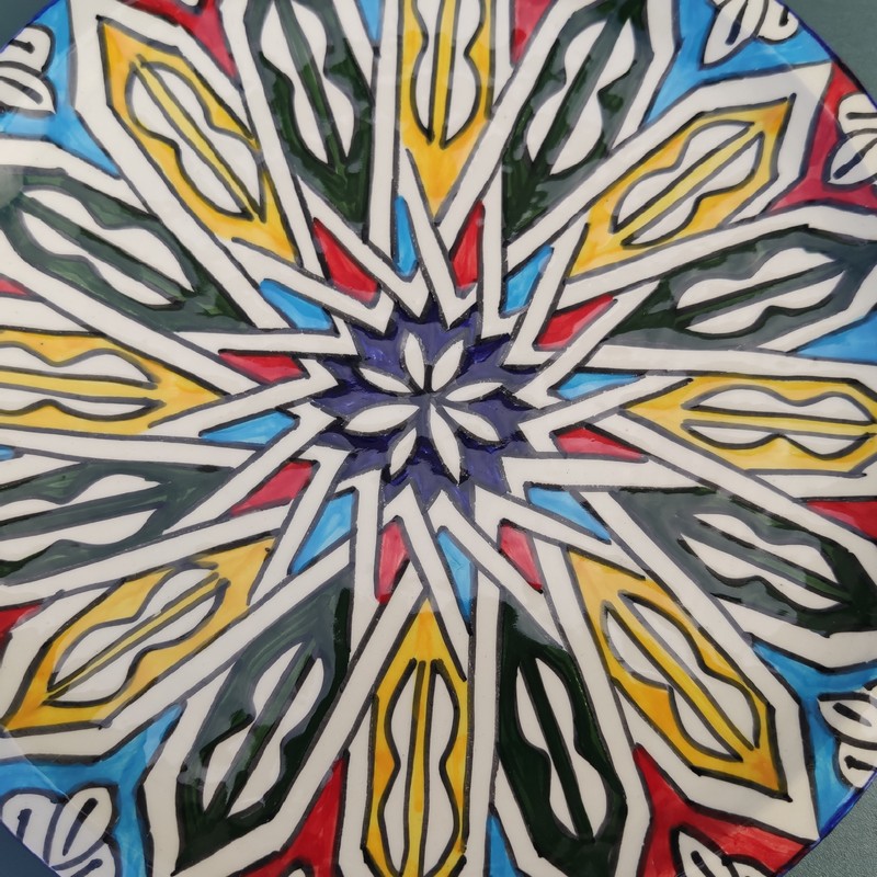 Plato plano de cerámica blanca marroquí 24cm - Imagen 3