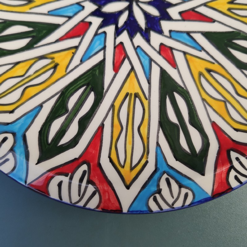 Plato plano de cerámica blanca marroquí 24cm - Imagen 4