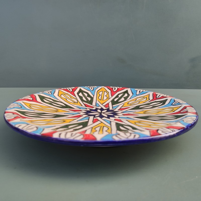 Plato plano de cerámica blanca marroquí 24cm - Imagen 5