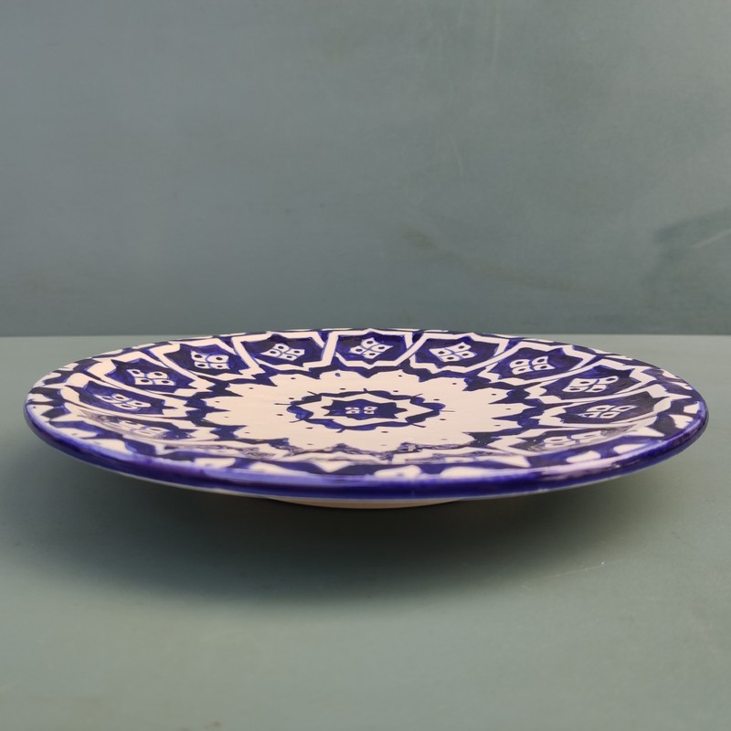 Plato plano de cerámica blanca marroquí 24cm - Imagen 5