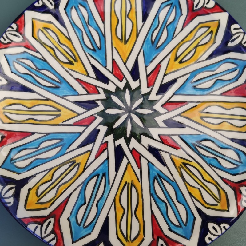 Plato plano de cerámica blanca marroquí 24cm - Imagen 3