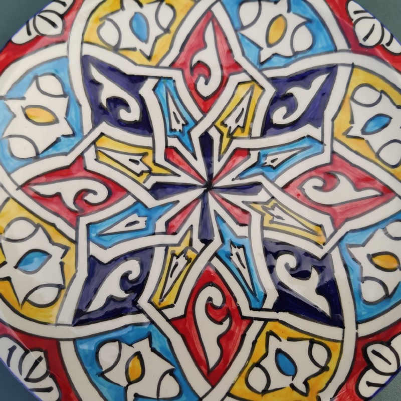 Plato plano de cerámica blanca marroquí 24cm - Imagen 3