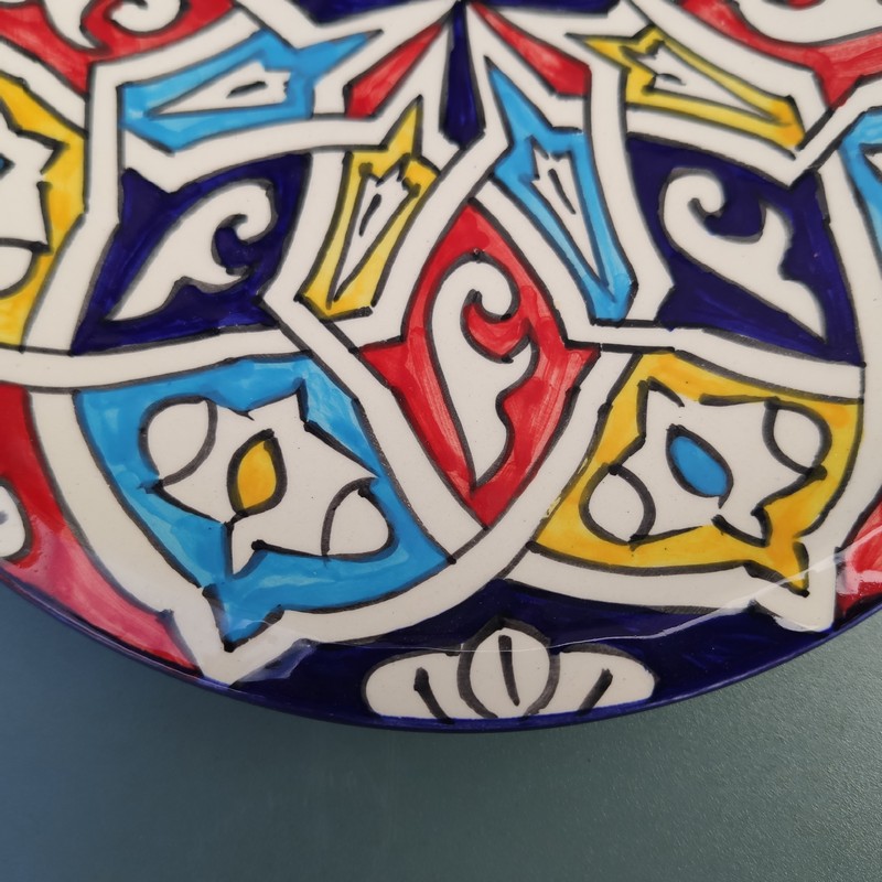 Plato plano de cerámica blanca marroquí 24cm - Imagen 4