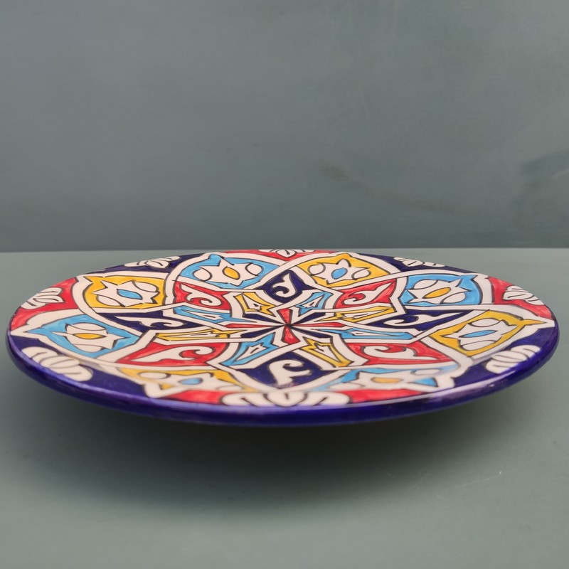 Plato plano de cerámica blanca marroquí 24cm - Imagen 5