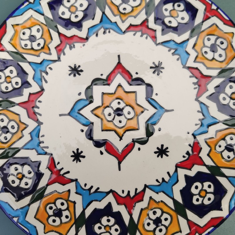 Plato plano de cerámica blanca marroquí 24cm - Imagen 3