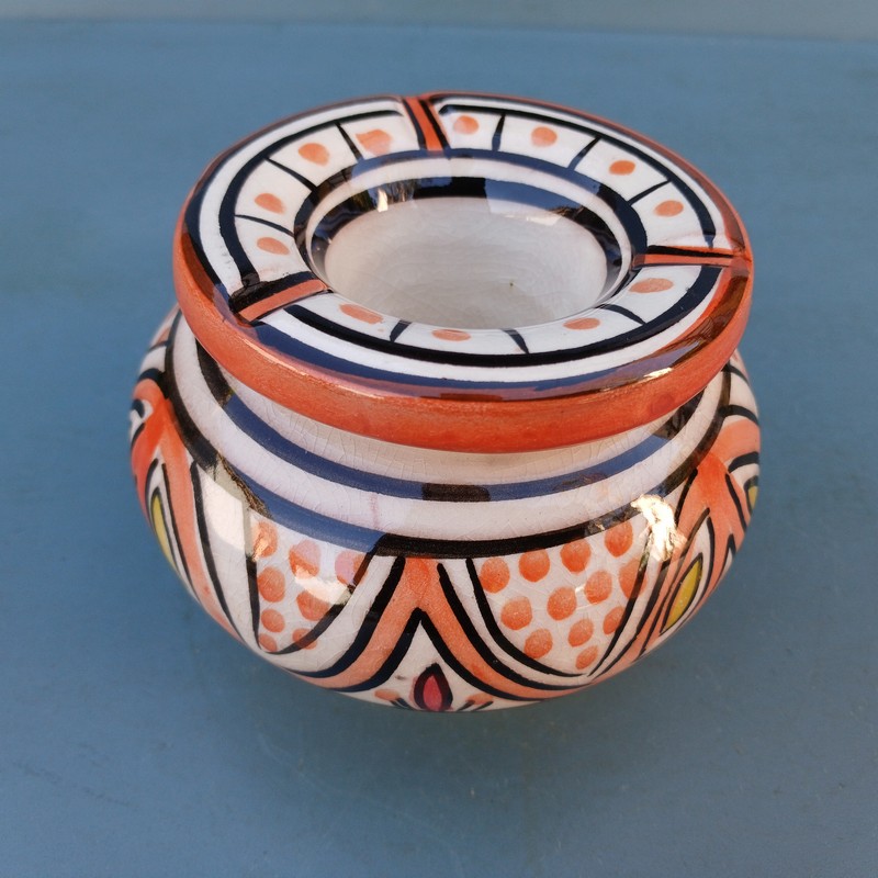Cenicero de cerámica marroquí grande Naranja
